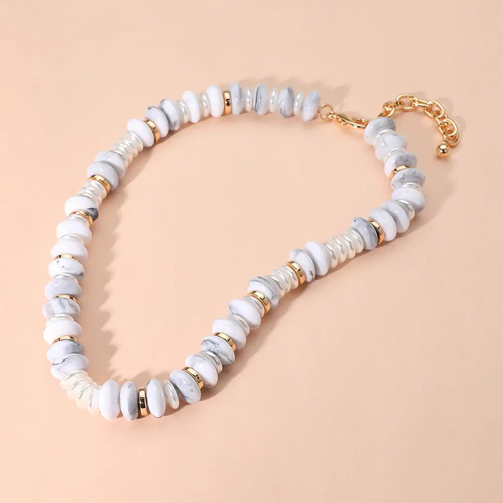 Marbled Round Beaded Necklace