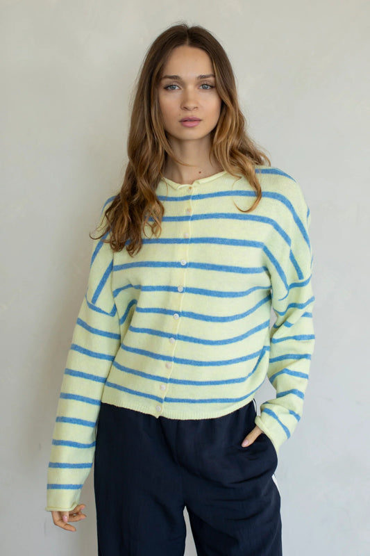 Light Yellow Cabana Stripe Piper Cardigan