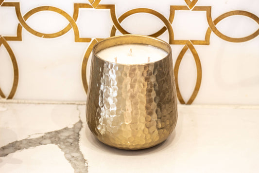 Gold Hammered Jumbo Decorative Soy Candle